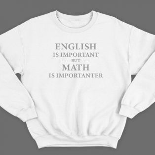 Прикольный свитшот с надписью "English is important but math is importanter"